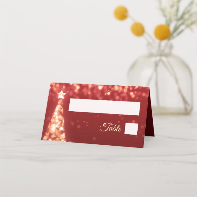 Tarjeta De Asiento Boda de las luces de los Navidades Red Gold (Anverso)