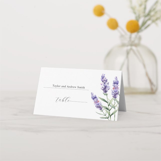 Tarjeta De Asiento Boda de Lavanda Rústica (Anverso)