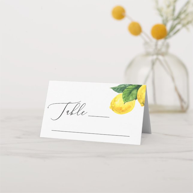Tarjeta De Asiento Boda de Lemon Grove | Citrus mediterráneo doblado (Anverso)