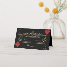 Tarjeta De Asiento Boda de los años 20 de CasinoGold Black Art Deco