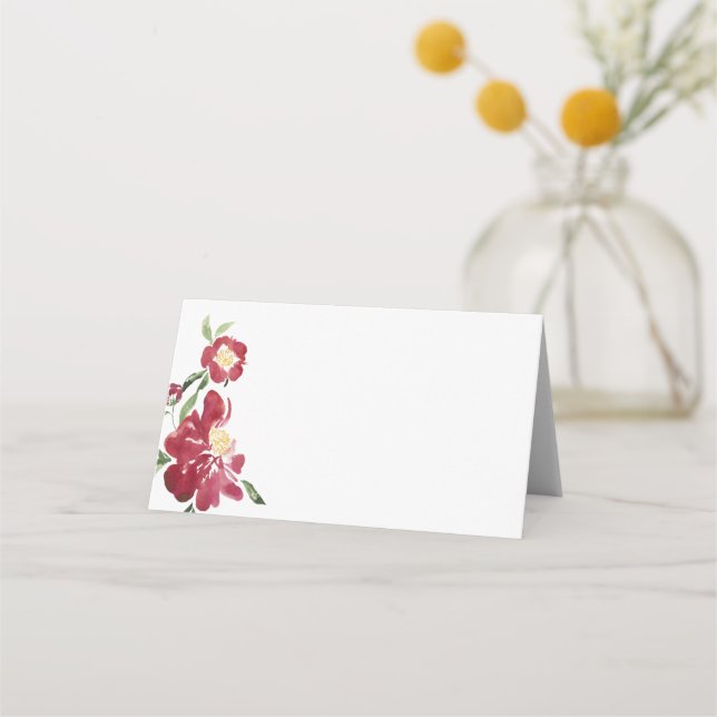Tarjeta De Asiento Boda de los Peonies Rojos (Anverso)