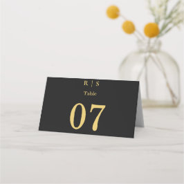 Tarjeta De Asiento Boda de Lujo Negro y Dorado