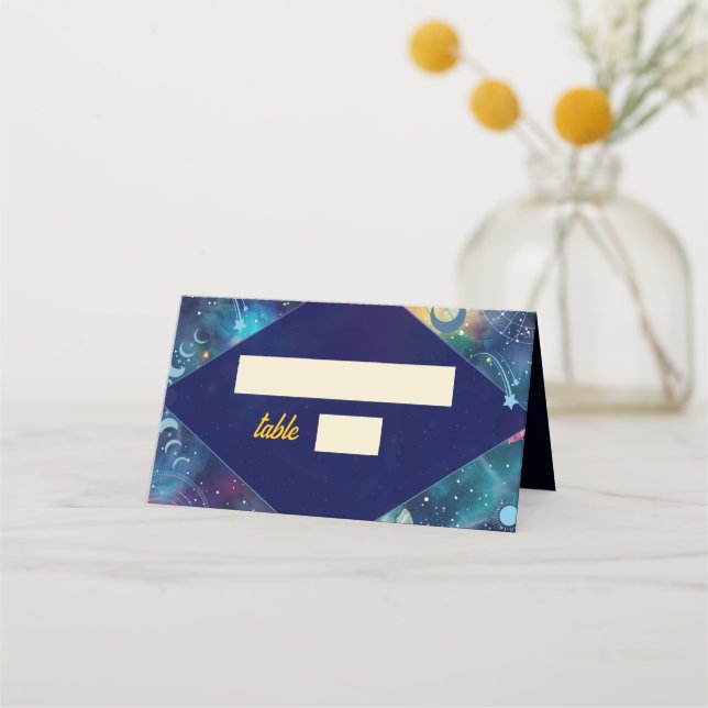 Tarjeta De Asiento boda de luna de medianoche celestial (Anverso)