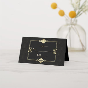 Tarjeta De Asiento Boda de Luxury Gold Black Art Deco de los años 20
