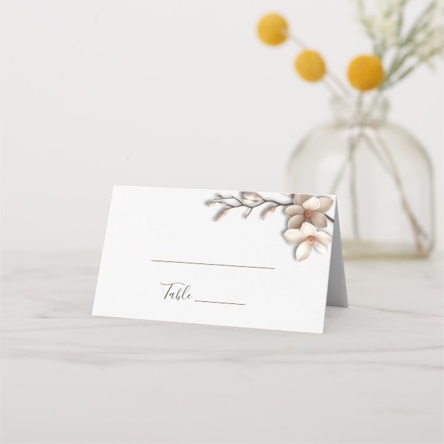 Tarjeta De Asiento Boda de Magnolia 3D (Anverso)