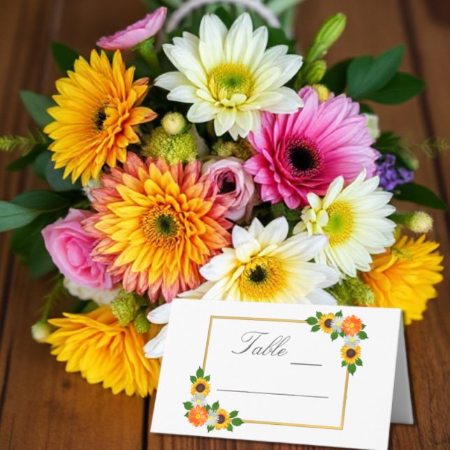 Tarjeta De Asiento Boda de marco dorado floral (Subido por el creador)