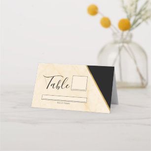 Tarjeta De Asiento Boda de mármol dorado y marfil Geometry Luxe 