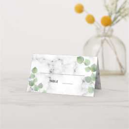 Tarjeta De Asiento Boda de mármol eucalipto verde