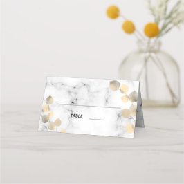 Tarjeta De Asiento Boda de mármol folicular de eucalipto dorado