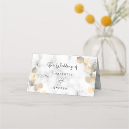 Tarjeta De Asiento Boda de mármol folicular de eucalipto dorado
