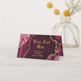Tarjeta De Asiento Boda de mármol rojo y oro agado