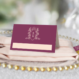 Tarjeta De Asiento Boda de melocotón rojo escudo