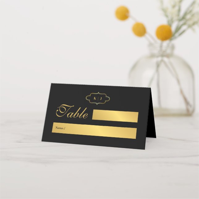 TARJETA DE ASIENTO BODA DE MONOGRAMA CLÁSICA Y CALLIGRAFÍA ROMÁNTICA (Anverso)