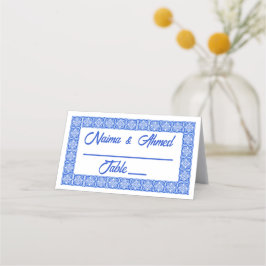 Tarjeta De Asiento Boda de mosaicos azul marroquí