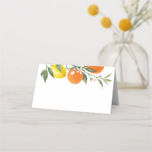 Tarjeta De Asiento Boda de Naranjas y lemas botánicos de acuarela