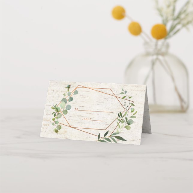 Tarjeta De Asiento Boda de natalidad de cobre geométrico y ruso (Anverso)