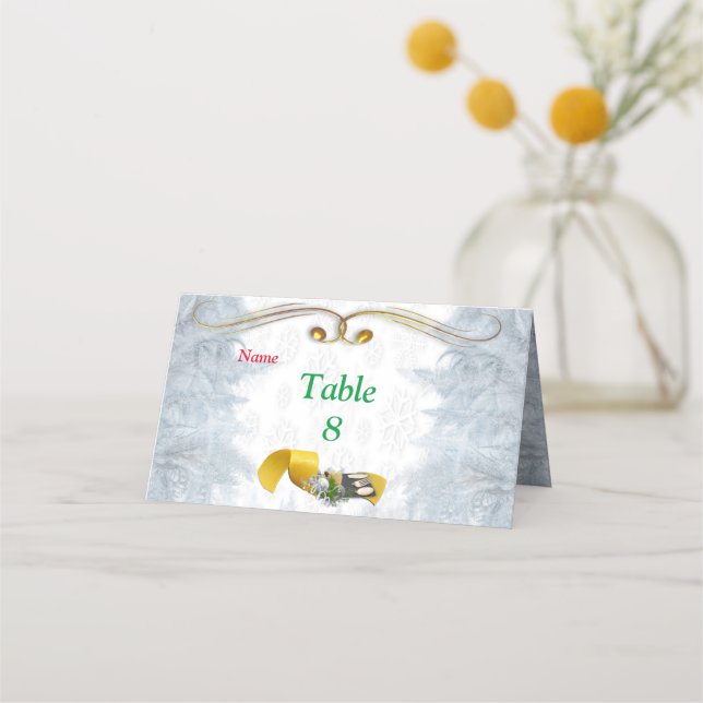 Tarjeta De Asiento Boda de Navidades blancos (Anverso)