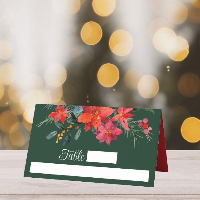 Tarjeta De Asiento Boda de Navidades de Poinsettia del Día Verde (Subido por el creador)