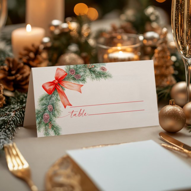 Tarjeta De Asiento Boda de Navidades de Red Bow (Subido por el creador)