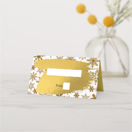 Tarjeta De Asiento Boda de Navidades festivos Golden Snowflakes
