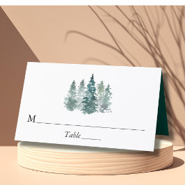 Tarjeta De Asiento Boda de Nieve de Invierno de Pino Spruce Trees