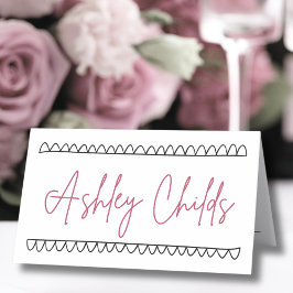 Tarjeta De Asiento Boda de nombres singulares franceses dibujados a m