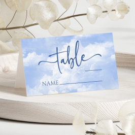 Tarjeta De Asiento Boda de Nubes Brillantes Blancas y Azules