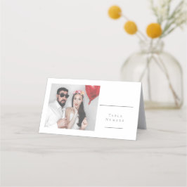 Tarjeta De Asiento Boda de número de tabla fotográfica minimalista