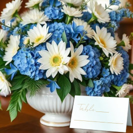 Tarjeta De Asiento Boda de ola de color azul