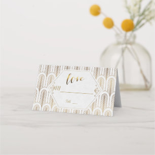 Tarjeta De Asiento Boda de oro blanco Art Deco Great Gatsby
