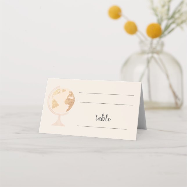 Tarjeta De Asiento Boda de oro del mapa del mundo de la aventura (Anverso)
