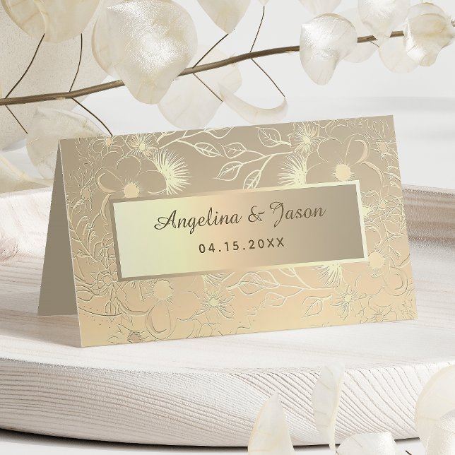 Tarjeta De Asiento Boda de oro elegante (Subido por el creador)