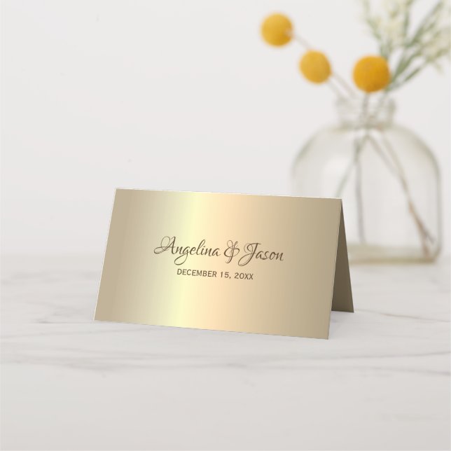 Tarjeta De Asiento Boda de oro falso (Reverso)