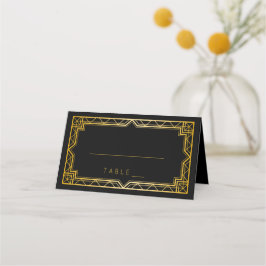 Tarjeta De Asiento Boda de oro negro vintage elegante Art Deco