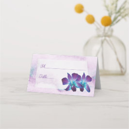 Tarjeta De Asiento Boda de orquídeas color azul turquesa morado
