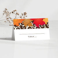 Boda de otoño con hojas de arce y caligrafía