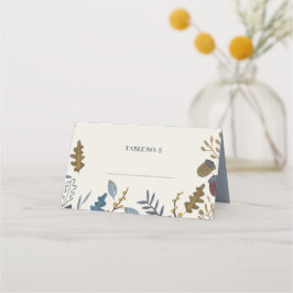 Tarjeta De Asiento Boda de otoño con hojas rústicas