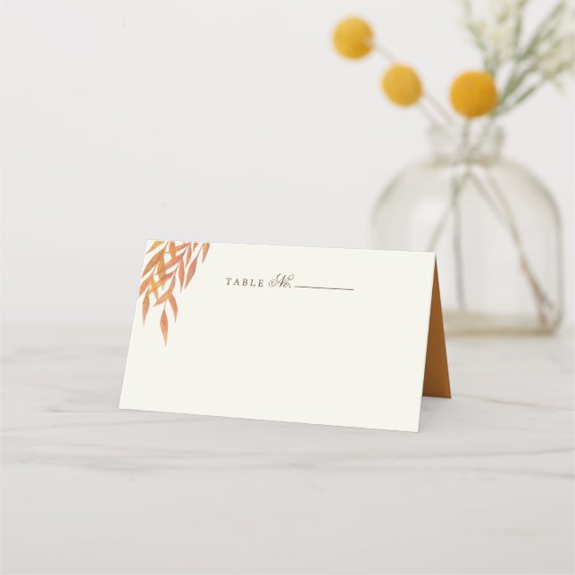 Tarjeta De Asiento Boda de otoño con rama de naranja simple (Anverso)