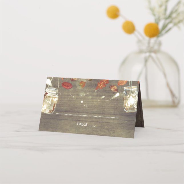 Tarjeta De Asiento Boda de otoño rústica (Anverso)