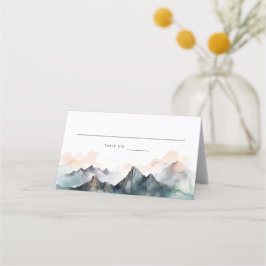 Tarjeta De Asiento Boda de paisaje de montaña acuático moderno