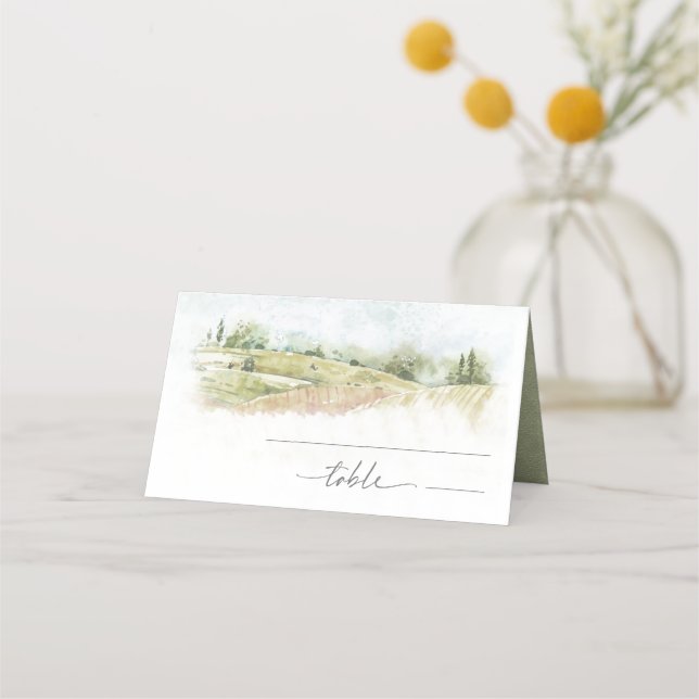 Tarjeta De Asiento Boda de paisajes acuáticos Sage Green ID786 (Anverso)