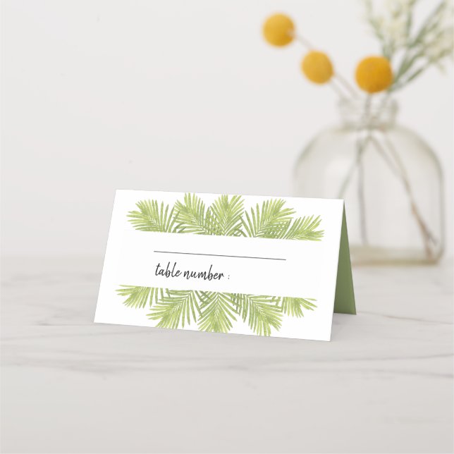 Tarjeta De Asiento Boda de palmera tropical (Anverso)