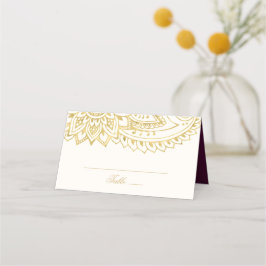 Tarjeta De Asiento Boda de Pañuelo Indio Dorado