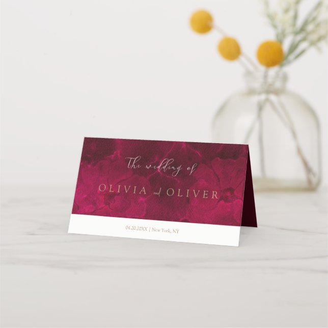 Tarjeta De Asiento Boda de pasión de Borgoña (Anverso)