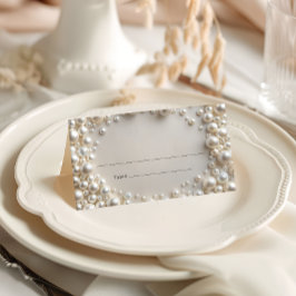 Tarjeta De Asiento Boda de Perlas Elegantes
