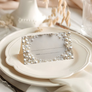 Tarjeta De Asiento Boda de Perlas Elegantes