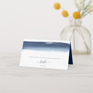 Tarjeta De Asiento Boda de pincel de color azul de marina creativa
