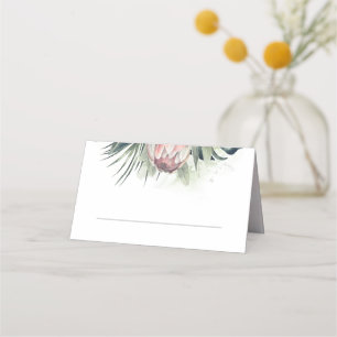 Tarjeta De Asiento Boda de Playa de Flores Tropicales Rosa