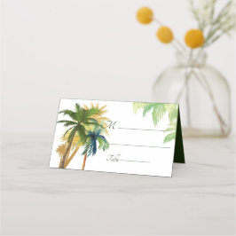 Tarjeta De Asiento Boda de Playa Palm Tree