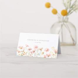 Tarjeta De Asiento Boda de prado de flores silvestres de color rosa s